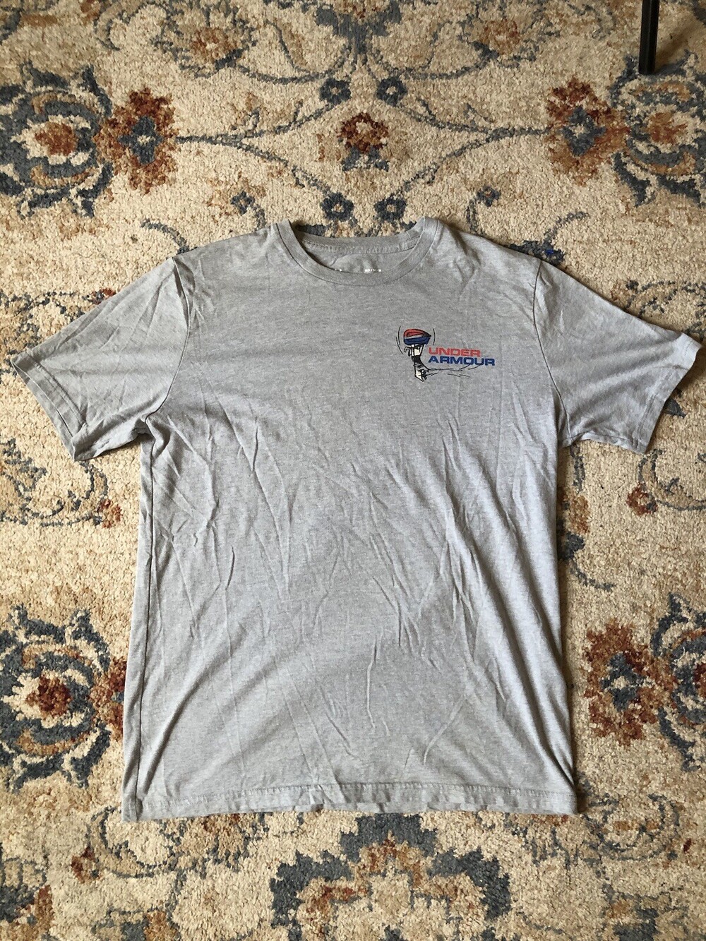 Under Armour Mens T-shirt M Gray Loose Heatgear Short Sleeve Outboard Motors